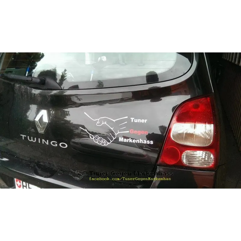 Tuner gegen Markenhass Aufkleber groß – Handschlag – JDM Tuning Sticker wetterfest