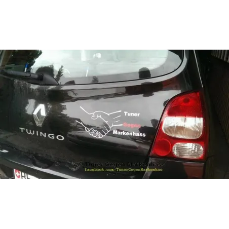 Tuner gegen Markenhass Aufkleber groß – Handschlag – JDM Tuning Sticker wetterfest
