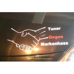Tuner gegen Markenhass Aufkleber groß – Handschlag – JDM Tuning Sticker wetterfest